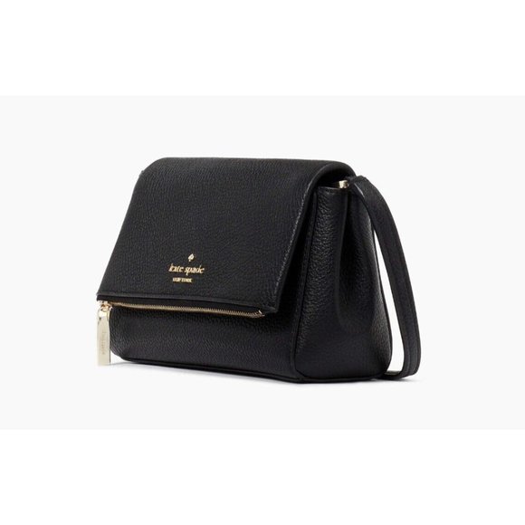 New Kate Spade Leila Mini Zip Crossbody Pebble Leather Black - Picture 6 of 6